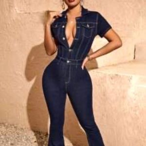 SHEIN SXY Denim Jumpsuit - XXL (Listed as 14, But Forgiving and Stretchy!) NWT
